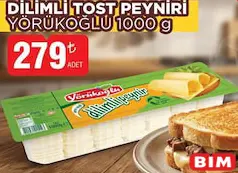 YÖRÜKOĞLU DİLİMLİ TOST PEYNİRİ 1000 G fiyat ve kampanya bilgisi